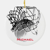 Décoration En Céramique Black & White Basketball Add Your Name (Dos)