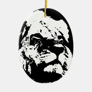 Décoration En Céramique Black & white lion pop art