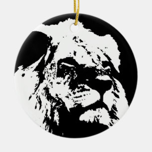 Décoration En Céramique Black & white lion pop art