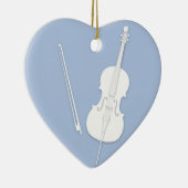 Décoration En Céramique Blanc Cello & Bow Lumière Bleu Personnalisé Coeur (Droite)