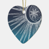 Décoration En Céramique Blanc Sun Moon Mandala Blue Gradient Design (Gauche)