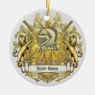 Décoration En Céramique Blason de famille Chevalier Jaune  Nom de famille