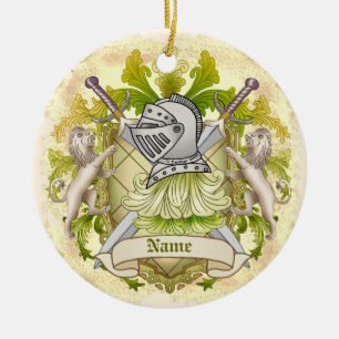 Décoration En Céramique Blason de famille Green Knight Nom de famille