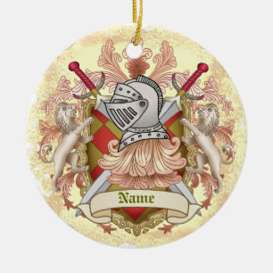 Décoration En Céramique Blason de famille Red Knight Nom de famille 