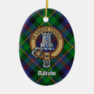 Décoration En Céramique Blason du clan Malcolm sur tartan