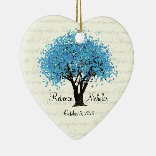 Décoration En Céramique Bleu Arbre Danser Blooms Photo Mariage (Droite)
