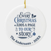 Décoration En Céramique Bleu blanc notre histoire typographie Noël (Dos)