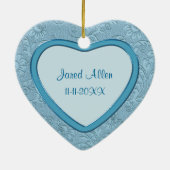 Décoration En Céramique Bleu Coeur Frotl Baby Premier Noël (Dos)