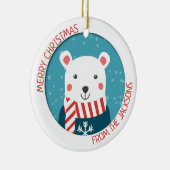 Décoration En Céramique Bleu et rouge avec ours polaire neige noël (Droite)