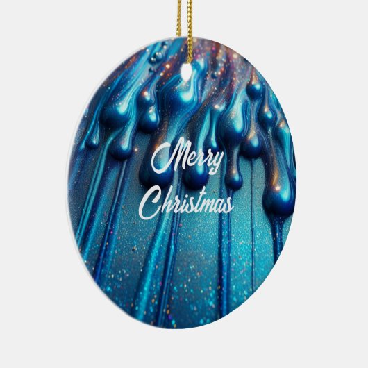 Décoration En Céramique Bleu Iridescente Liquide Drives Noël (Droite)