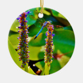 Décoration En Céramique Bleu libellule et fleurs (Devant)