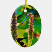 Décoration En Céramique Bleu libellule et fleurs (Devant)