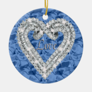 Décoration En Céramique Bleu rond amour Diamond Coeur Ornament
