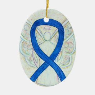 Décoration En Céramique Bleu Sensibilisation Ruban Angel Pendentif Ornemen