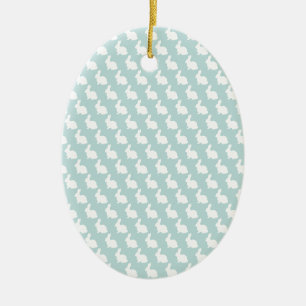 Décoration En Céramique Bleu simple et blanc lapin de Pâques