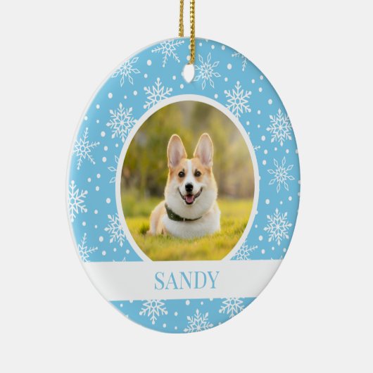 Décoration En Céramique Bleu Snowflake Chien (Droite)