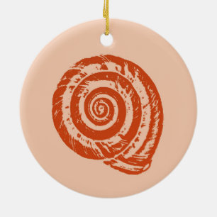 Décoration En Céramique Bloc de coquillages spiraux Impression, orange cor