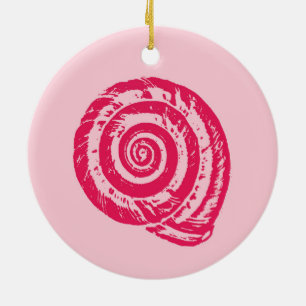 Décoration En Céramique Bloc de coquillages spiraux Imprimer, rose de cora