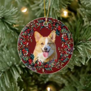 Décoration En Céramique Blond Jaune mignon Corgi Noël Noël Mer rouge