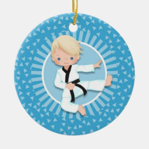 Décoration En Céramique Blonde Karate Boy Ornament Judo Martial Arts