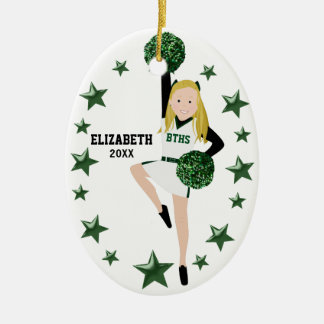 Décoration En Céramique Blonde Pom Squad vert et blanc