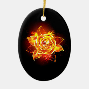 Décoration En Céramique Blooming Fire Rose