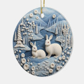 Décoration En Céramique Blue 3D mignon lapins blancs animaux Noël (Gauche)