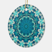 Décoration En Céramique Blue Aqua Mandala Rosette Retro Hippie (Gauche)