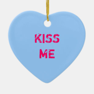 Décoration En Céramique Blue Conversation Heart Photo Ornament