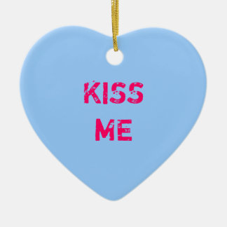 Décoration En Céramique Blue Conversation Heart Photo Ornament