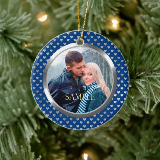 Décoration En Céramique Blue First Christmas Coeurs d'argent (Arbre)