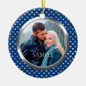 Décoration En Céramique Blue First Christmas Coeurs d'argent (Devant)