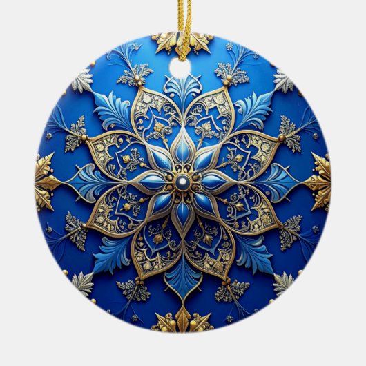 Décoration En Céramique Blue Gold Decorative Holiday Ornament (Devant)