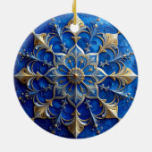 Décoration En Céramique Blue Gold Decorative Holiday Ornament (Dos)