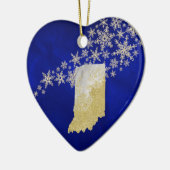 Décoration En Céramique Blue Gold Snowflake Indiana Heart (Gauche)