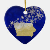 Décoration En Céramique Blue Gold Snowflake Iowa Heart (Devant)