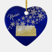 Décoration En Céramique Blue Gold Snowflake Kansas Heart (Devant)
