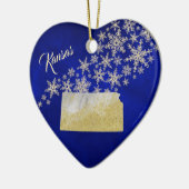 Décoration En Céramique Blue Gold Snowflake Kansas Heart (Gauche)