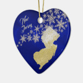 Décoration En Céramique Blue Gold Snowflake New Jersey Heart (Gauche)