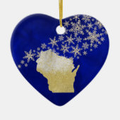 Décoration En Céramique Blue Gold Snowflake Wisconsin Heart (Devant)