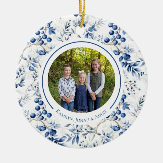Décoration En Céramique Blue Holly Toile Circle Ornament (Devant)