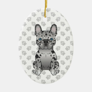 Décoration En Céramique Blue Merle French Bulldog Frenchie Cute Dog & Text