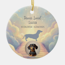 Blue Rainbow Bridge Dachshund Memorial Ornament