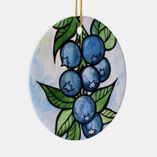 Décoration En Céramique Blueberges d'aquarelle (Droite)