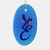 Décoration En Céramique Bluebird Élégant Monogramme Initiale E (Droite)