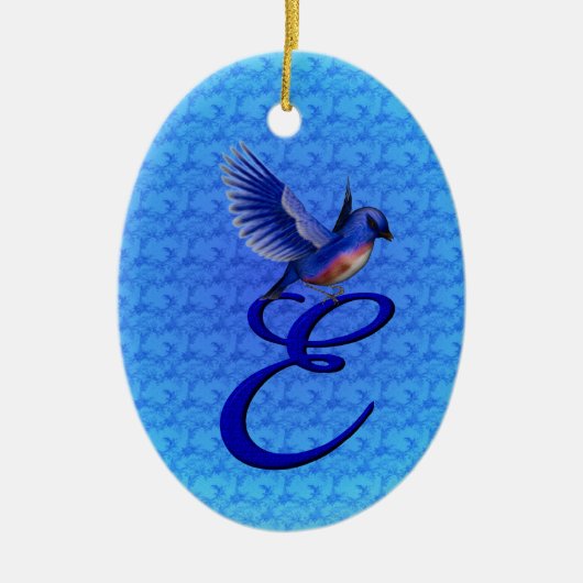 Décoration En Céramique Bluebird Élégant Monogramme Initiale E (Devant)