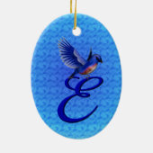 Décoration En Céramique Bluebird Élégant Monogramme Initiale E (Dos)