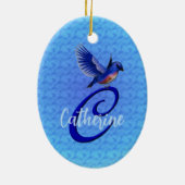 Décoration En Céramique Bluebird Monogram Initial C Personalized (Dos)