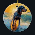 Décoration En Céramique Bluetick Coonhound Beach Plage Plage de surf Peint<br><div class="desc">Plongez dans le monde ludique de l'aventure canine avec cette peinture captivante. Un chien en ébullition se rend aux vagues, chevauchant habilement le surf sur une plage baisée par le soleil. L'oeuvre d'art vibrante capte magnifiquement l'essence de l'excitation au bord de la plage tandis que le chien court sans crainte...</div>