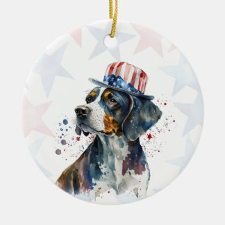Décoration En Céramique Bluetick coonhound Dog, 4th of july Personalized